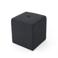 Liasa Footstool Ottoman, Charcoal Gray Fabric, Rubberwood, 17 Inch - BM327072