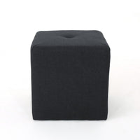 Liasa Footstool Ottoman, Charcoal Gray Fabric, Rubberwood, 17 Inch - BM327072