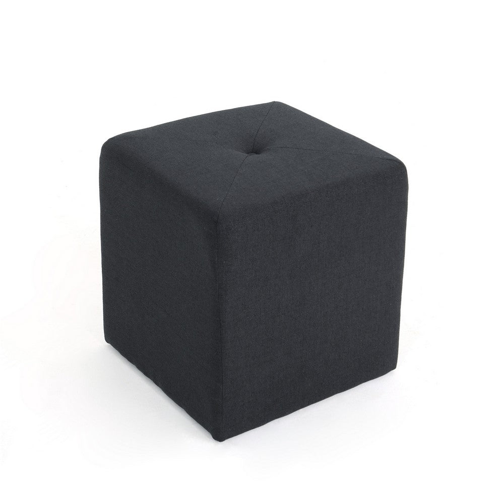 Liasa Footstool Ottoman, Charcoal Gray Fabric, Rubberwood, 17 Inch - BM327072