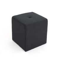 Liasa Footstool Ottoman, Charcoal Gray Fabric, Rubberwood, 17 Inch - BM327072