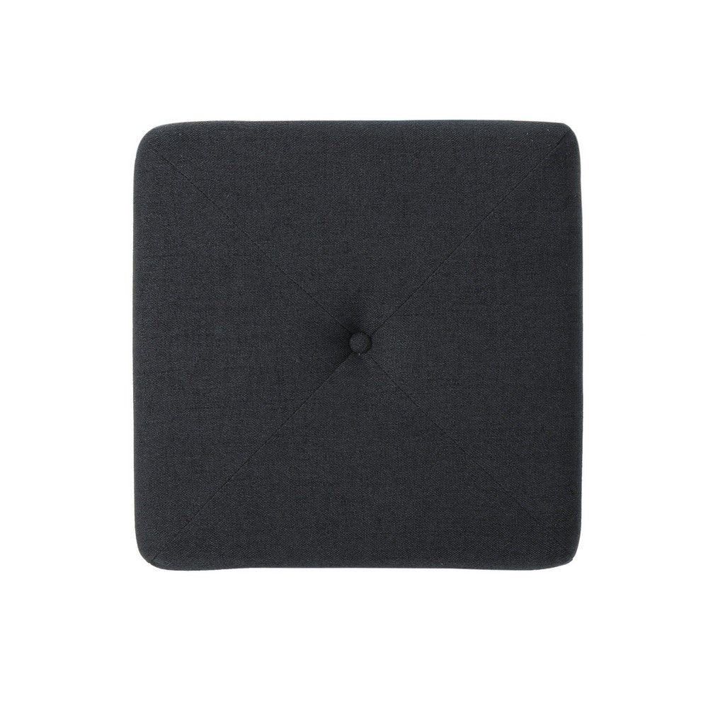 Liasa Footstool Ottoman, Charcoal Gray Fabric, Rubberwood, 17 Inch - BM327072
