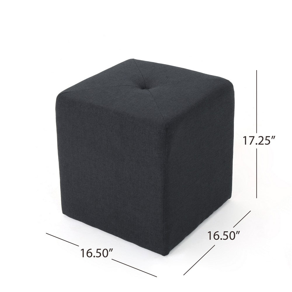 Liasa Footstool Ottoman, Charcoal Gray Fabric, Rubberwood, 17 Inch - BM327072