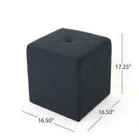 Liasa Footstool Ottoman, Charcoal Gray Fabric, Rubberwood, 17 Inch - BM327072