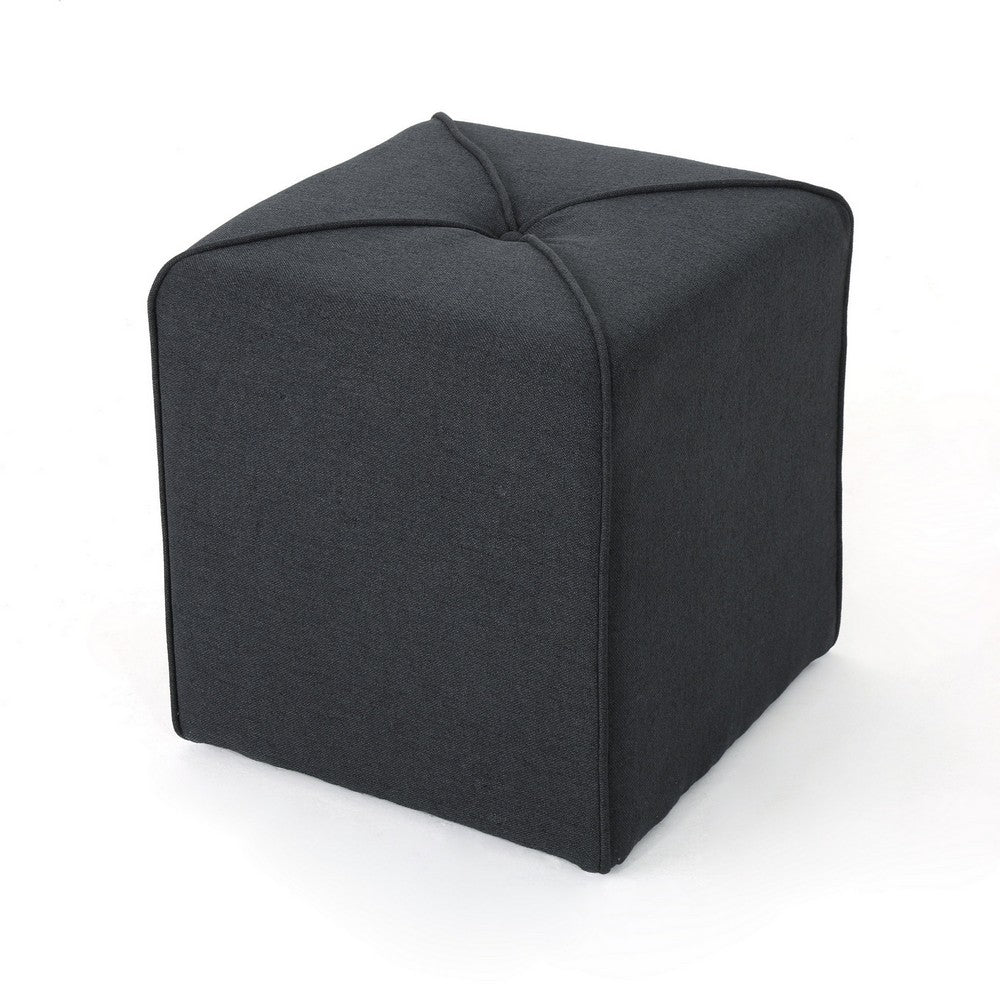 Liasa Footstool Ottoman, Charcoal Gray, Rubberwood Frame, 17 Inch - BM327073