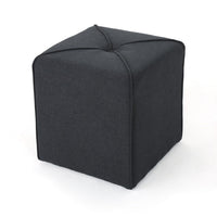 Liasa Footstool Ottoman, Charcoal Gray, Rubberwood Frame, 17 Inch - BM327073