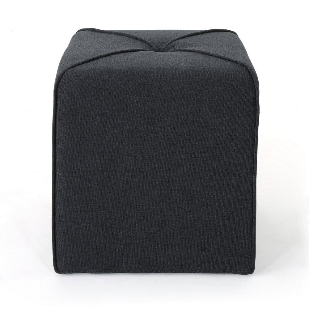 Liasa Footstool Ottoman, Charcoal Gray, Rubberwood Frame, 17 Inch - BM327073