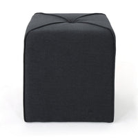 Liasa Footstool Ottoman, Charcoal Gray, Rubberwood Frame, 17 Inch - BM327073