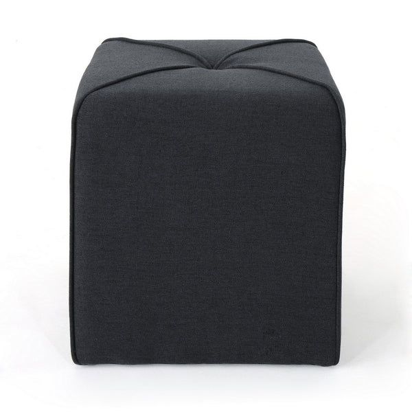 Liasa Footstool Ottoman, Charcoal Gray, Rubberwood Frame, 17 Inch - BM327073