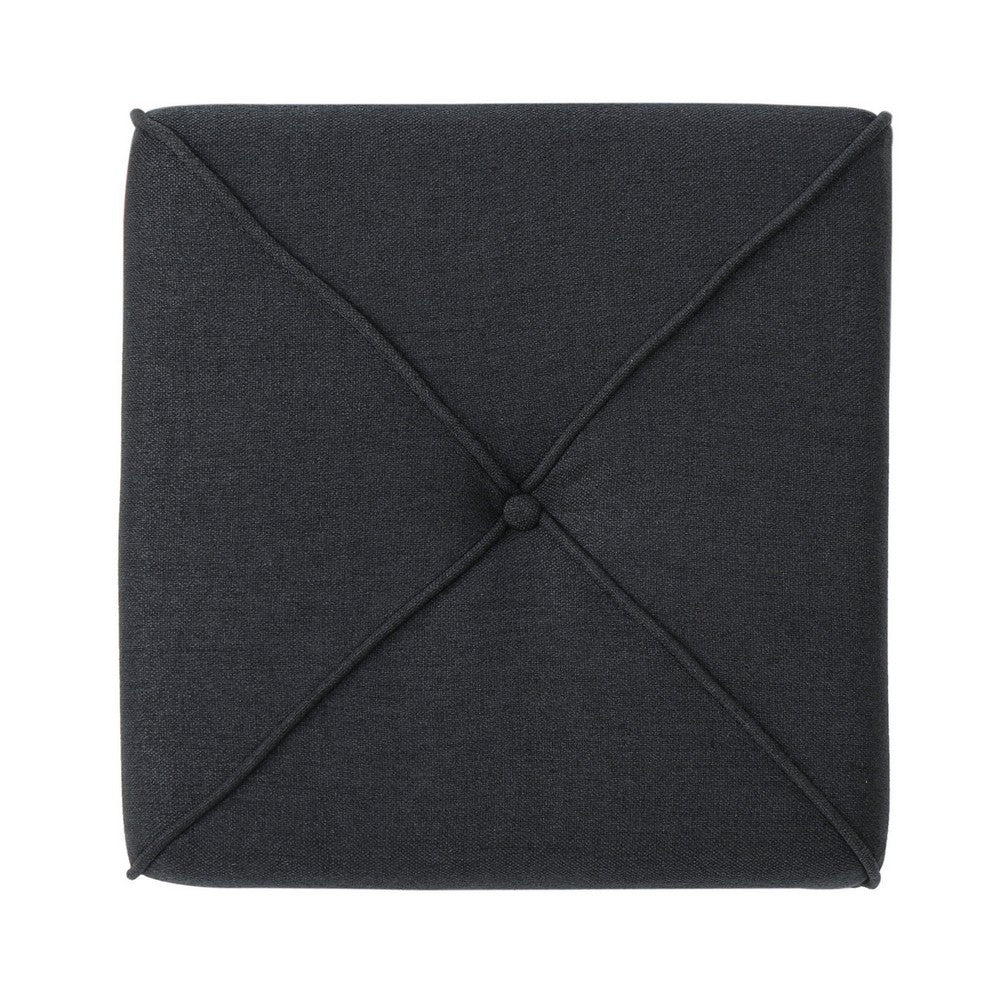Liasa Footstool Ottoman, Charcoal Gray, Rubberwood Frame, 17 Inch - BM327073