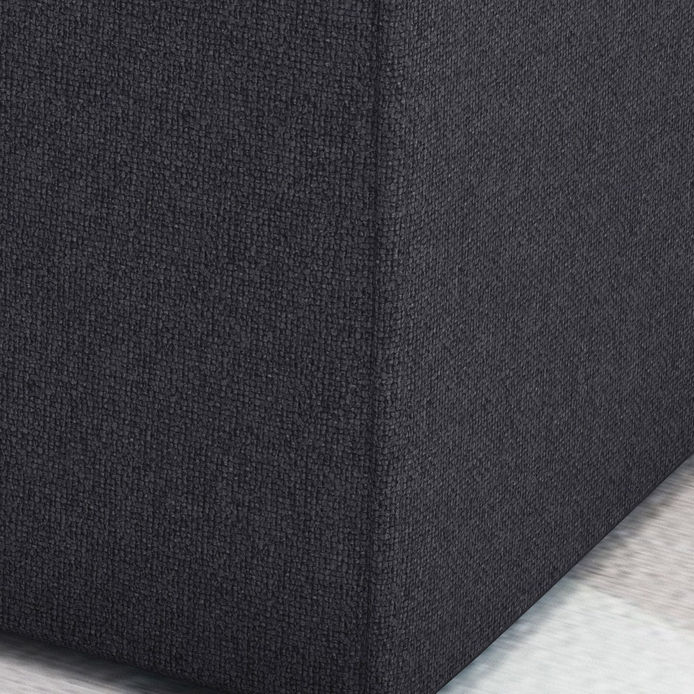 Liasa Footstool Ottoman, Charcoal Gray, Rubberwood Frame, 17 Inch - BM327073