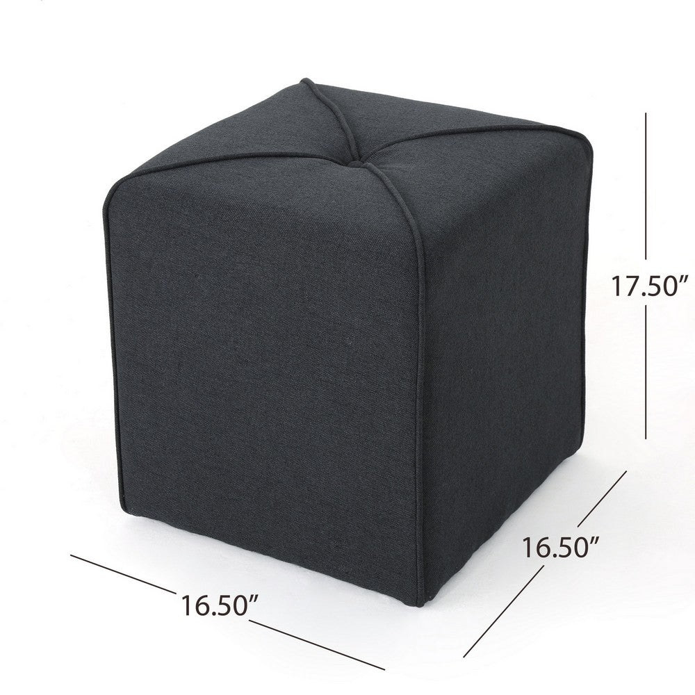 Liasa Footstool Ottoman, Charcoal Gray, Rubberwood Frame, 17 Inch - BM327073