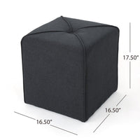 Liasa Footstool Ottoman, Charcoal Gray, Rubberwood Frame, 17 Inch - BM327073