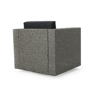 Perie Outdoor Swivel Chair, Black Fabric, Gray Wicker, Iron, 34 Inch - BM327077