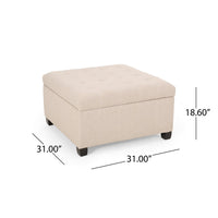 Cindy Storage Ottoman, Tufted Wheat Polyester, Brown Wood, 31 Inch - BM327080