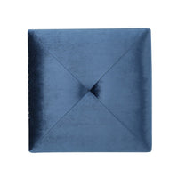 Neli Ottoman, Blue Velvet, Single Tuft on Top, Nailhead Trim, 17 Inch - BM327085