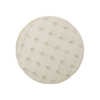 Vivan Ottoman, Tufted Beige Velvet, Soft Cushions, Round 40 Inch Top - BM327087