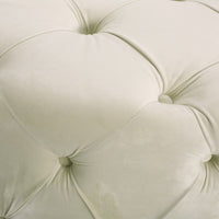 Vivan Ottoman, Tufted Beige Velvet, Soft Cushions, Round 40 Inch Top - BM327087