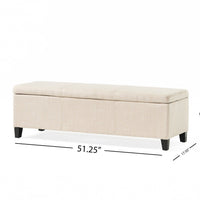 Elias Storage Ottoman Bench, Detailed Beige Faux Leather, 51 Inch - BM327090