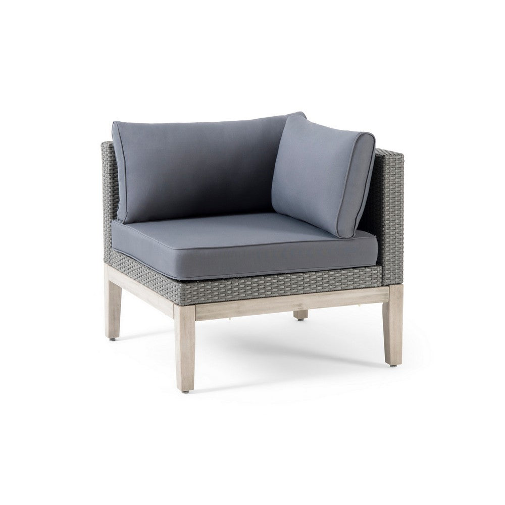 Loft Modular Corner Sofa Chair, Light Gray Acacia Wood, Rattan 29 Inch - BM327091