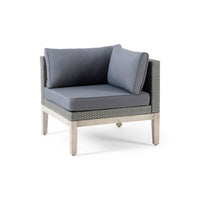 Loft Modular Corner Sofa Chair, Light Gray Acacia Wood, Rattan 29 Inch - BM327091