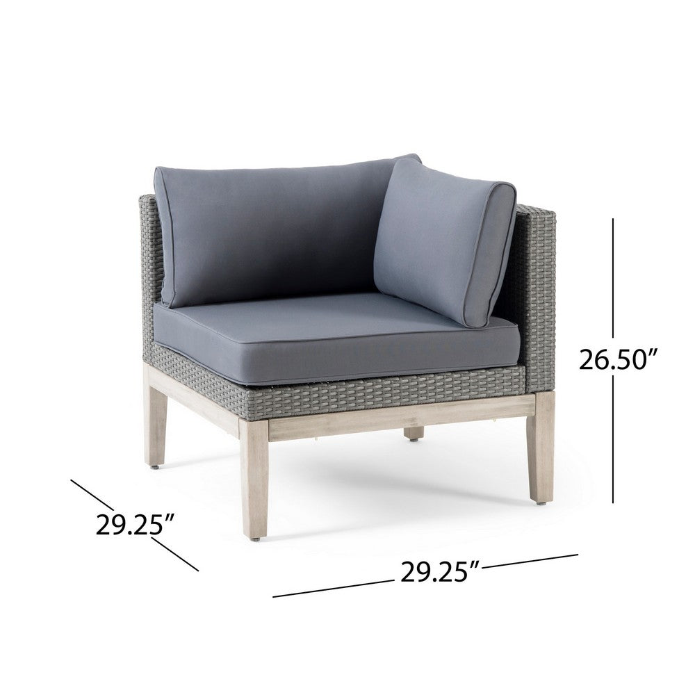Loft Modular Corner Sofa Chair, Light Gray Acacia Wood, Rattan 29 Inch - BM327091