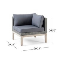 Loft Modular Corner Sofa Chair, Light Gray Acacia Wood, Rattan 29 Inch - BM327091
