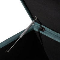 Carl Storage Ottoman, Teal Tufted Fabric, Soft Cushion, Black, 35 Inch - BM327092