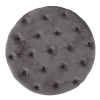 Keja Ottoman, Tufted Dark Gray Velvet, Soft Cushioning, Round 30 Inch - BM327094