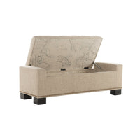 Abigail Storage Ottoman Bench, Nailhead Trim, Wheat Fabric, 51 Inch - BM327099