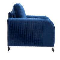 Wiena Accent Sofa Armchair, Vertical Pleated Blue Velvet, Chrome Legs - BM327213