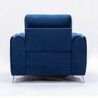 Wiena Accent Sofa Armchair, Vertical Pleated Blue Velvet, Chrome Legs - BM327213