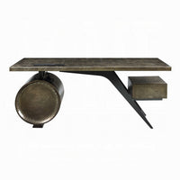 Bran Executive Office Desk with Power Dock, Drawer, Bronze Aluminum - BM327224