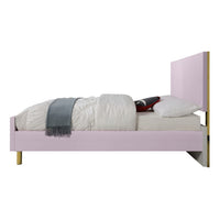 Tyra Full Size Bed, Sleek Panel Headboard, Gloss Pink Chevron Pattern - BM327225