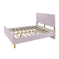 Tyra Full Size Bed, Sleek Panel Headboard, Gloss Pink Chevron Pattern - BM327225