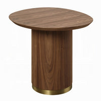 Iliana Side End Table, 21 Inch Oval Top, Round Pedestal, Walnut Brown - BM327230