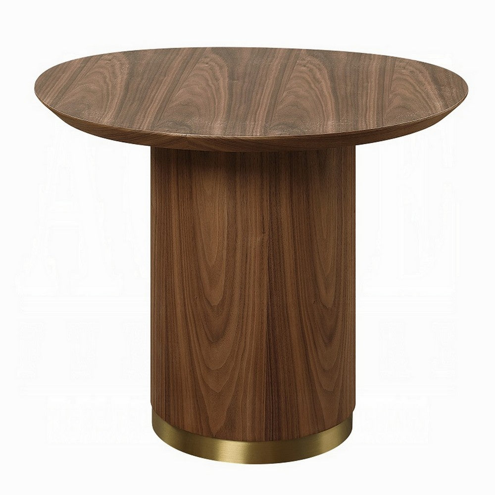 Iliana Side End Table, 21 Inch Oval Top, Round Pedestal, Walnut Brown - BM327230