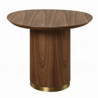 Iliana Side End Table, 21 Inch Oval Top, Round Pedestal, Walnut Brown - BM327230