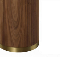 Iliana Side End Table, 21 Inch Oval Top, Round Pedestal, Walnut Brown - BM327230