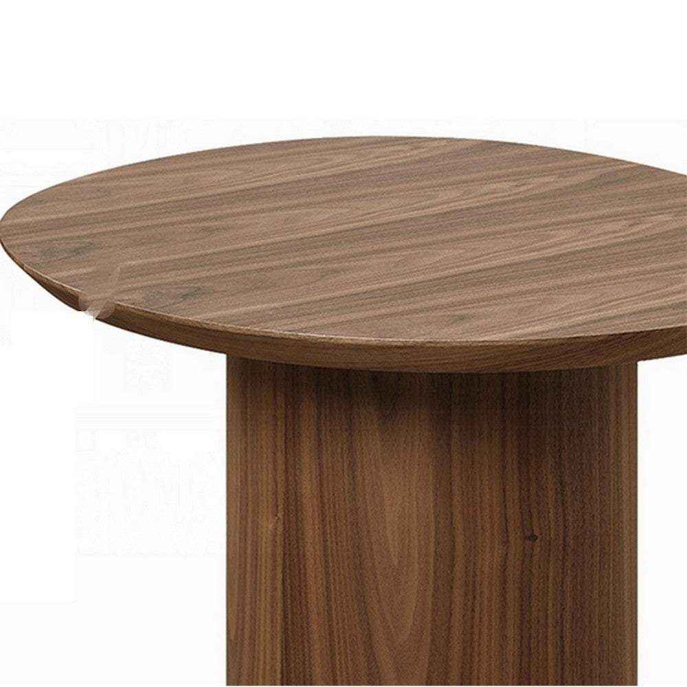 Iliana Side End Table, 21 Inch Oval Top, Round Pedestal, Walnut Brown - BM327230