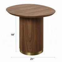 Iliana Side End Table, 21 Inch Oval Top, Round Pedestal, Walnut Brown - BM327230
