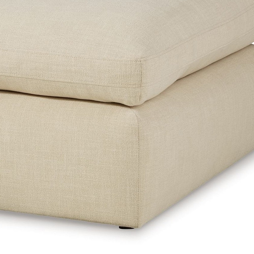 Elize Oversized Accent Ottoman, Beige Polyester, Soft Cushion, 42 Inch -BM327308