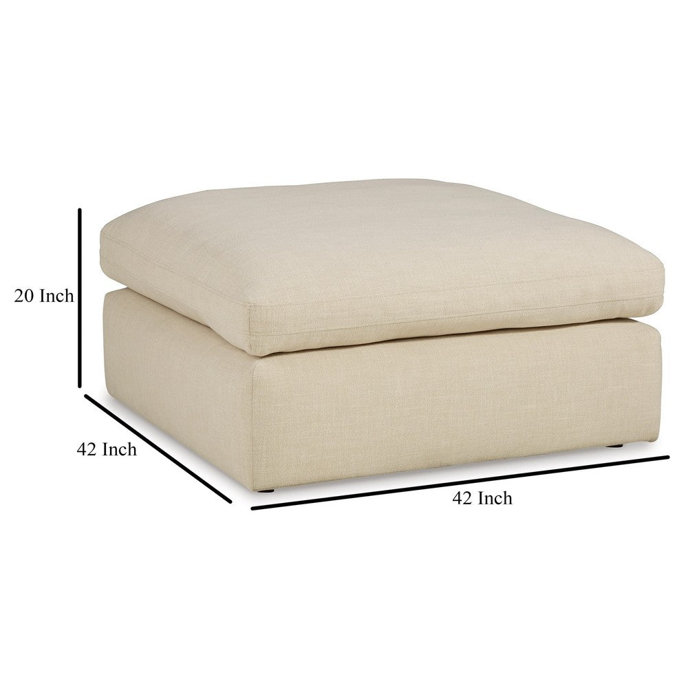 Elize Oversized Accent Ottoman, Beige Polyester, Soft Cushion, 42 Inch -BM327308