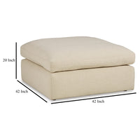 Elize Oversized Accent Ottoman, Beige Polyester, Soft Cushion, 42 Inch -BM327308