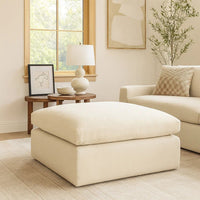Elize Oversized Accent Ottoman, Beige Polyester, Soft Cushion, 42 Inch -BM327308