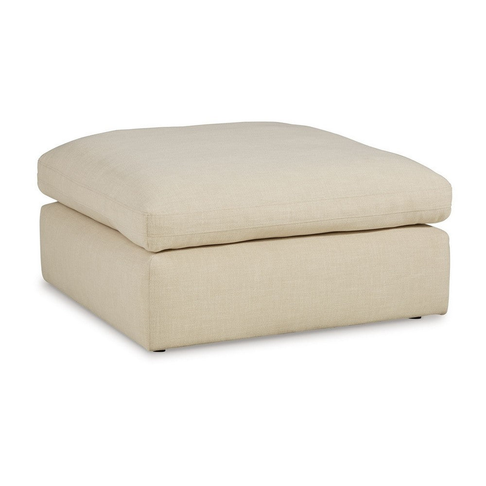 Elize Oversized Accent Ottoman, Beige Polyester, Soft Cushion, 42 Inch -BM327308