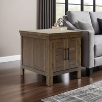 Chip Side End Table, Dual Door Cabinet, 26 Inch Rustic Brown Wood -BM327357