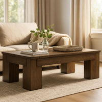 Wain Lift Top Cocktail Coffee Table, 54 Inch Rustic Brown Solid Wood -BM327374
