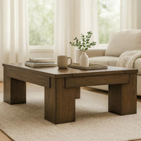 Wain Lift Top Cocktail Coffee Table, 54 Inch Rustic Brown Solid Wood -BM327374