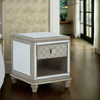 Vanna Side End Table, 1 Drawer, 1 Open Shelf, Platinum Wood, 24 Inch -BM327392