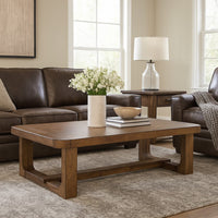 Cabal Coffee Table, Light Brown Hardwood Frame, Rectangular 34 Inch -BM327398